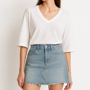 American Eagle Denim Micro Mini Skirt ASO Vampire Diaries V-Hem Button Up Blue 8